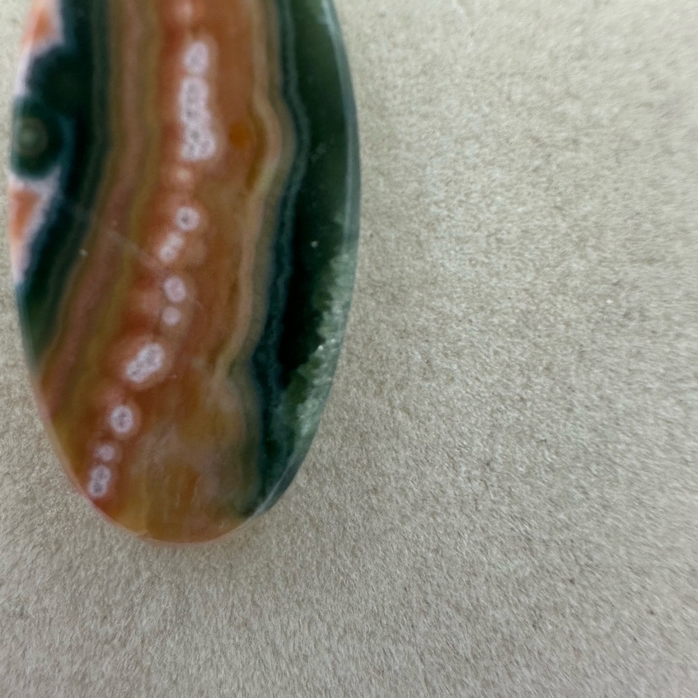 Ocean Jasper Pendant Necklace on Sterling Silver Bail & Stainless Steel Chain - Picture 4 of 8